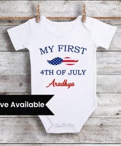 My First 4th of July Romper - Patriotic Baby Onesie, USA Fourth of July Outfit
