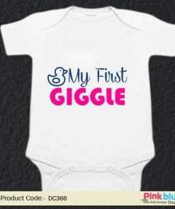 My First Giggle, Personalized Infant Romper Gift, Custom Baby Bodysuit, Clothes India