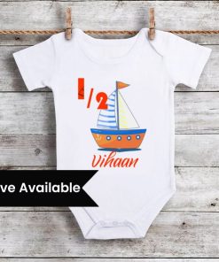 Nautical Anchor Half Birthday Onesie, Personalized Romper, Unisex Sailor Outfit