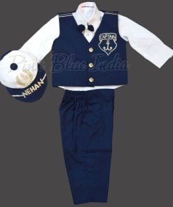 Boys Sailor Short Set, Navy Captain 5 PC Outfit With Hat