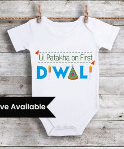 Lil Patakha On first Diwali Personalised Baby Onesies, Rompers, Bodysuits
