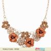 Necklace Jewelry Set for Women with Beaded Flowers in Golden and Orange