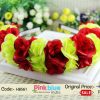 Cute Neon Green and Red Flower Setting Floral Headband for Indian Infants