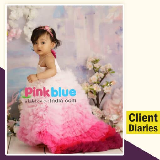 New Pink Ombre Party Gown Dress for Kid Girls