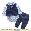 Newborn Boy Birthday Vest Onesie Outfit Matching Blue Bow Tie Baby Clothing