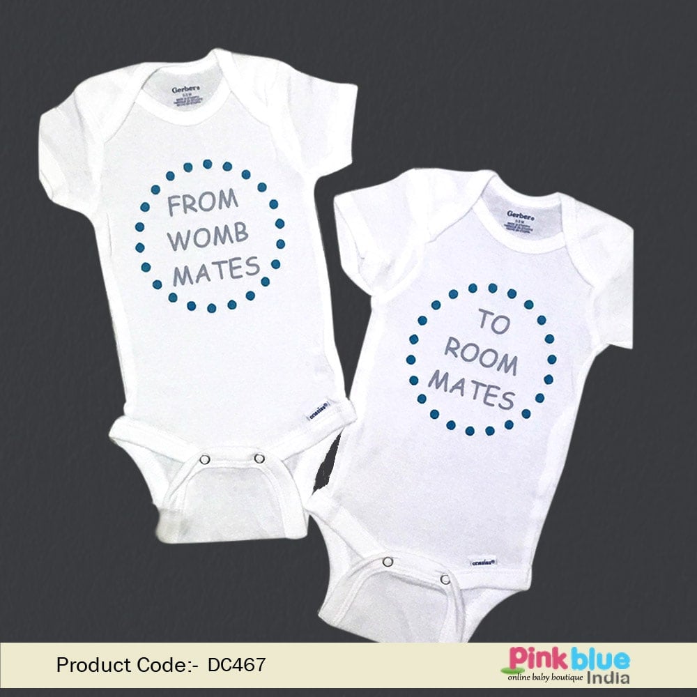 Twin Newborn baby Romper - Twins Baby Shower Gift Outfit - Personalized Twin onesies