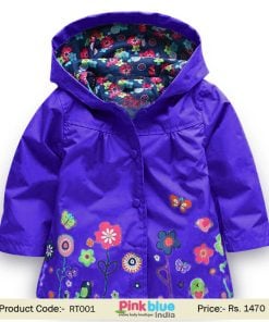 Toddler Baby Girls Hooded Raincoat, Flowers Rain Jacket, Kids Rainwear India, Fashion Clothing
