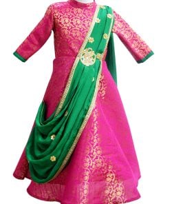 New Girl Indo Western Style Gown dress, Kids Pink Indo western dress Child