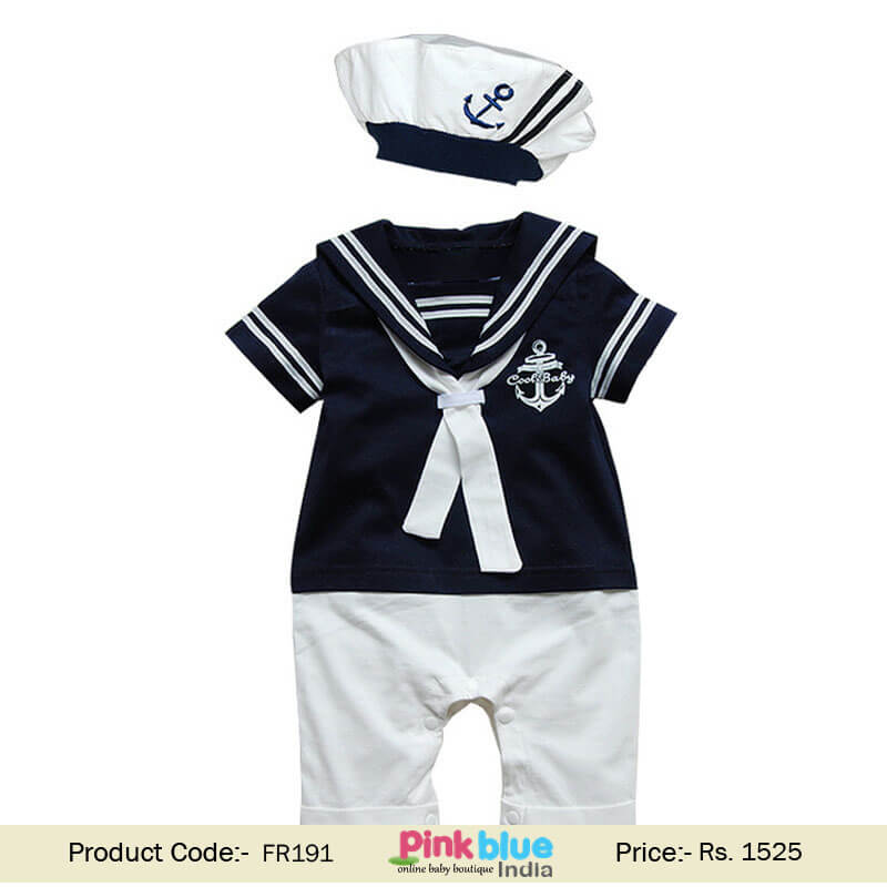 Toddler Boys Nautical Sailor Romper Hat, Childrens Sailor Costume online India