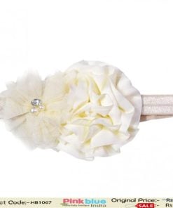 Off White Fashionable Infant Girl Headband with Flowers