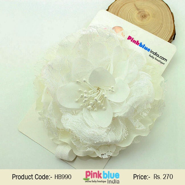 Off-White Designer Net Flower Hair Band