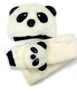Buy Off White Panda Style Newborn Baby Cap with Muffler