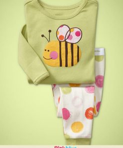 Olive Green Baby T-shirt with Bee Pattern with Colorful Pajamas in India
