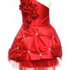 Red one shoulder baby girl dress - one strap flower girl dress, Princess Baby frock