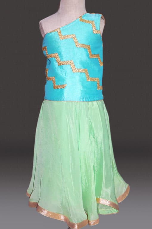 Kids Girl One Shoulder Indian Wedding Dress | Baby Crop Top and long skirt Outfit