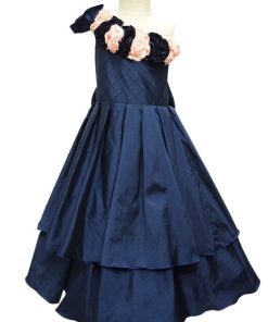 One Shoulder Long Dress for Girl – Blue kids Party wear One Shoulder Gown