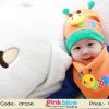 Orange Combination of Soft and Warm Caterpillar Muffler and Cap for Infants in India