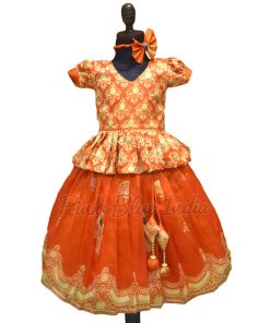 Indian Orange Girls Designer Lehenga Set Online