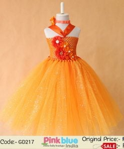 Orange Glitter Infant Baby Tutu Dress Headband Set