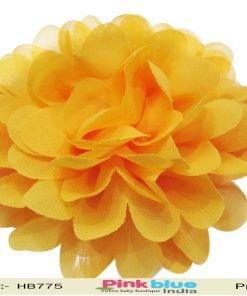 Beautiful Designer Net Orange Headband with Yellow Flower for Infant Girls