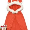 Cute Orange Knitted Cowl Cap With Bunny Ears with White Fur