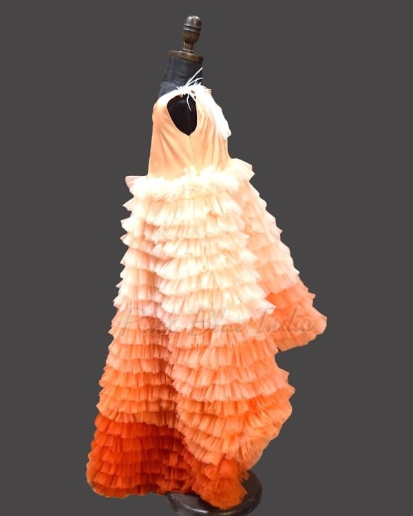 Orange ombre birthday dress for girls stylish princess party wear