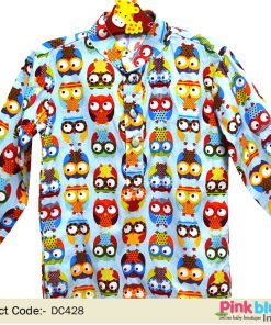 Cute Owl Print Party Wear Cotton Kurta for Boys Online