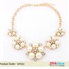 Party Wear Flower Necklace Jewelry From India in White Pearls and Stones