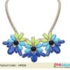Party Wear Necklace in Floral Pendants in Green, Turquoise and Blue Stones