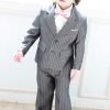 Boys Partywear White Pinstripe Suit with Matching Bow Tie