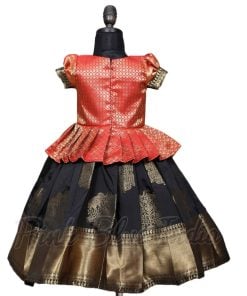 Pattu pavadai for baby girl online, Traditional infant silk dress indian party wear pattu