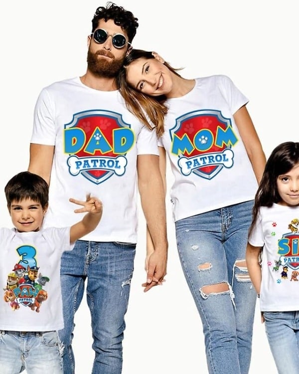 Paw patrol family shirts set kids parents themed birthday outfit