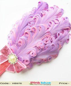 Peach and Lavender Feather Headband for Kids