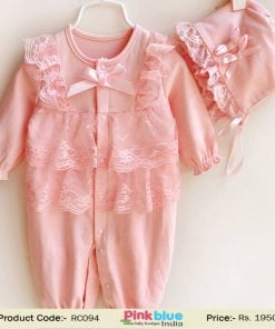 Baby Girls One Piece Romper Suit Peach Color Toddler Bodysuits