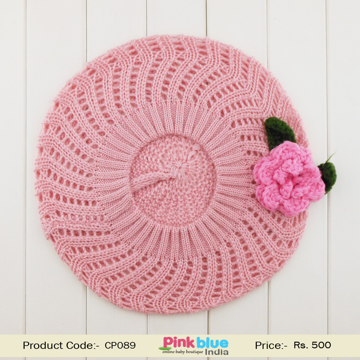 Peach Baby Fashionable Crochet Hat For Kids