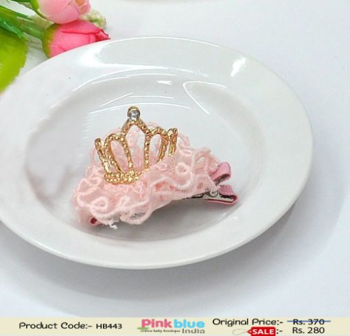 Peach Color Flower Hair Accessories With Tiaras for Toddlers in India