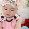 Buy Online Pastel Peach Designer Net Headband with Three Roses for Infant Girls