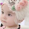 Buy Online Pastel Peach Designer Net Headband with Three Roses for Infant Girls