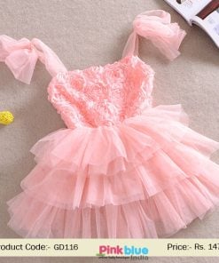 peach baby ruffle dress