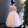 Baby Girl Birthday Party Shoulderless Lace Dress 