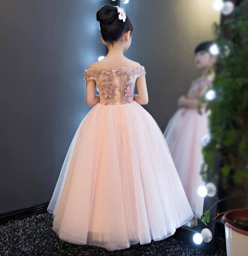 Baby Girl Birthday Party Shoulderless Lace Dress