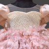 Baby Girls Peach Party Feather Dress – Luxury Birthday Dress