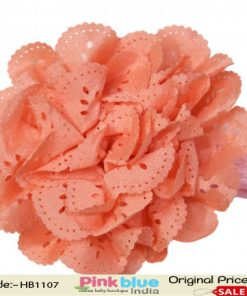 Gorgeous Peach Pink Headband for Babies with Orange Flower