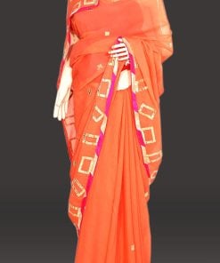 beautiful Peach Saree Farewell Party - georgette Sarees for Formal Occasions