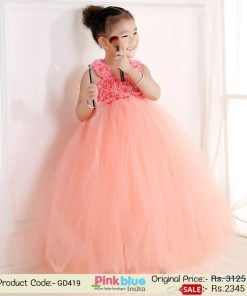 Kids Peach Flower Party Tutu Dress - Toddler Girl Tutu Dresses