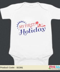 Personalised My First Holiday Baby Bodysuit, buy 1st Holiday Unisex Baby Romper India