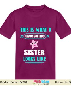 Baby Boys and Girls Personalized Awesome Sister 1st Birthday T-shirt India