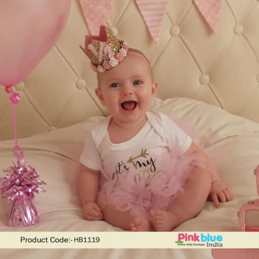 Baby Girl 1/2 Half Birthday Crown Flower Party Headband, Personalized Birthday Crown