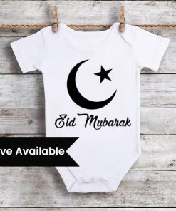 Eid Mubarak Baby Outfit, Personalized Baby Clothes, Islam Baby romper