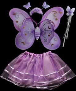 Baby Kids Butterfly Fairy Fancy Dress Costume Wings, Wand & Hairband 4 Pcs Set